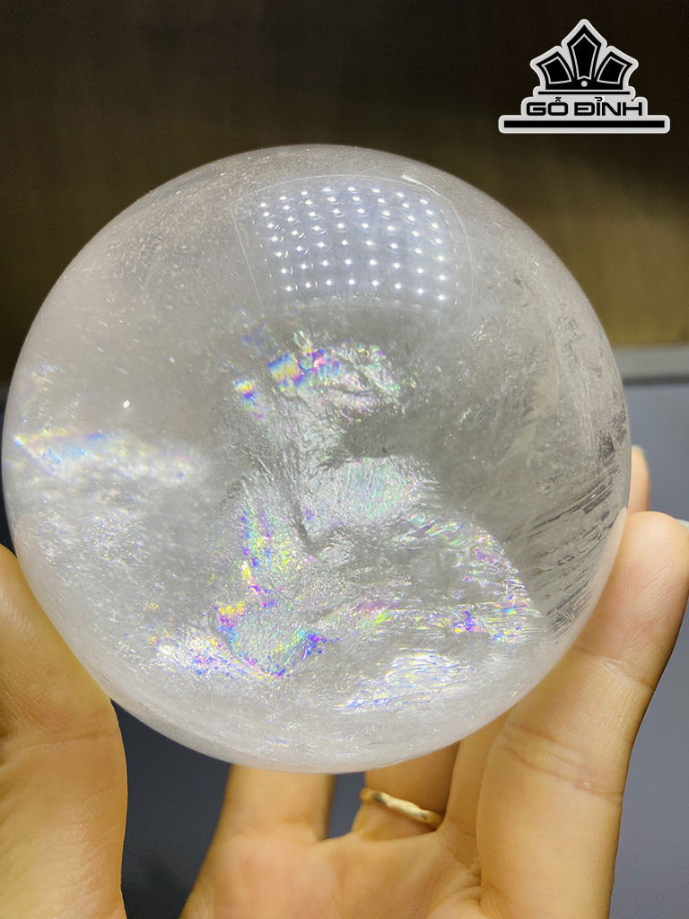 Bi Cầu Đá Thạch Anh Trắng Đường Kính Hạt 8 (cm)