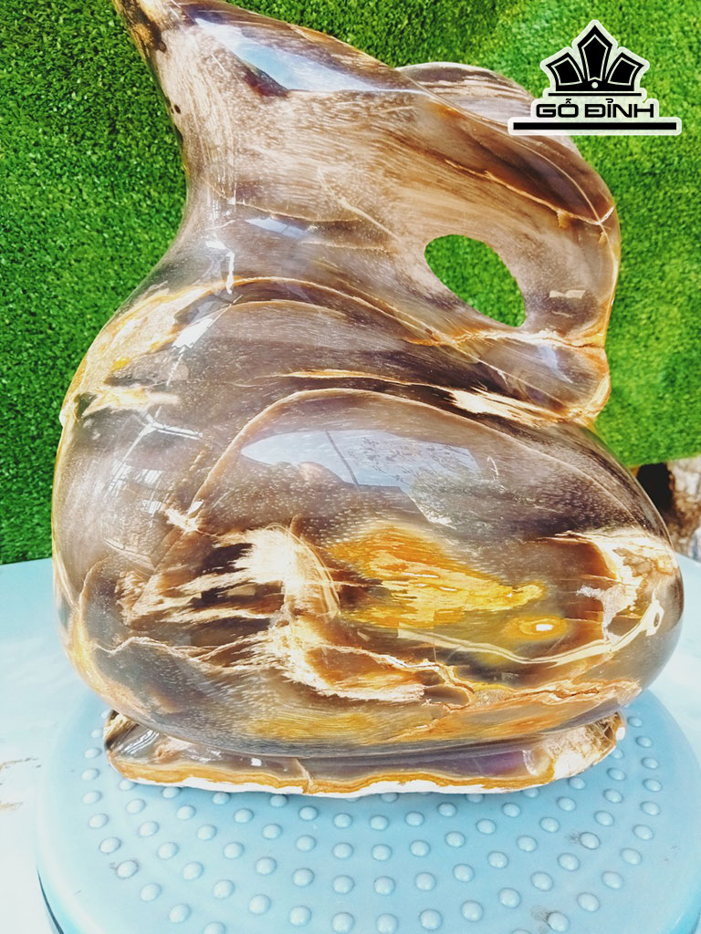 Tác Phẩm Bình Nghệ Thuật Gỗ Hóa Thạch Cao 27 Ngang 24 Sâu 15 (cm) 10kg