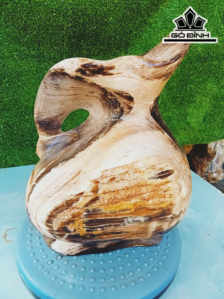 Tác Phẩm Bình Nghệ Thuật Gỗ Hóa Thạch Cao 27 Ngang 24 Sâu 15 (cm) 10kg
