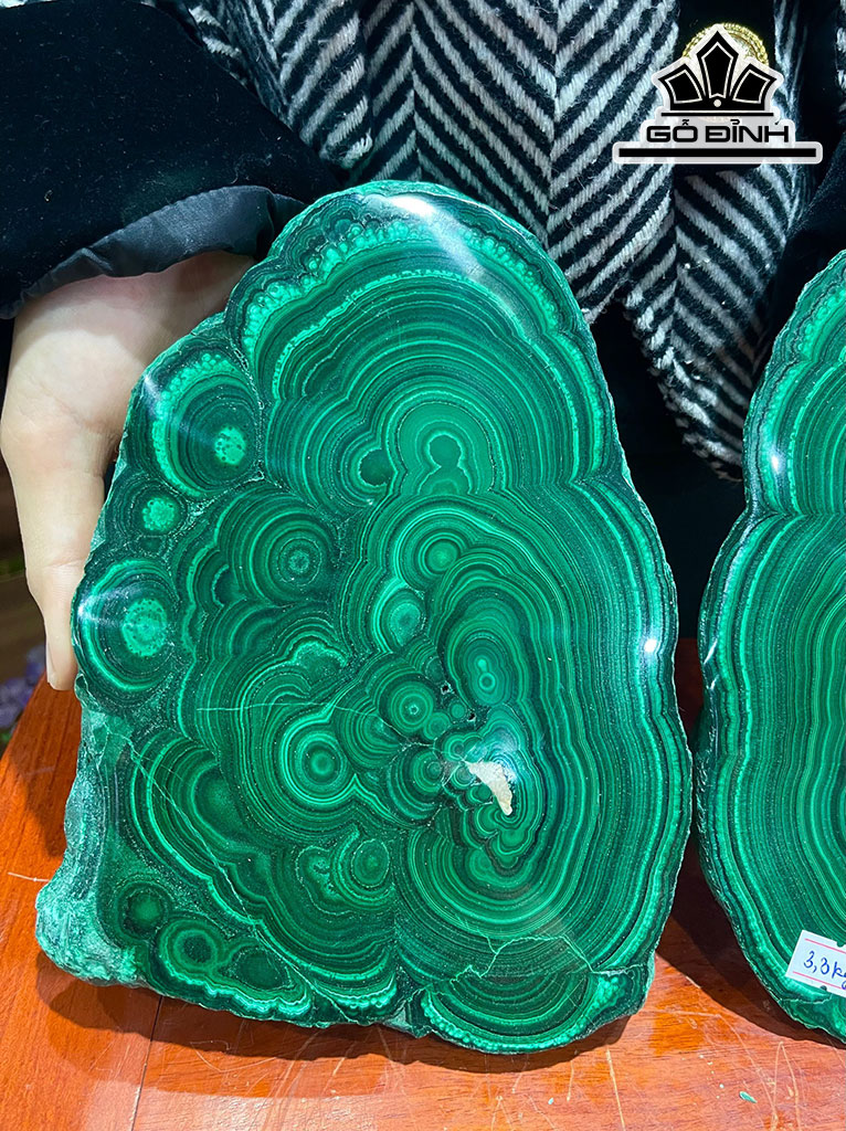 Cặp Đá Malachite Cao 21 Ngang 14 Sâu 3 (cm) 3,3kg