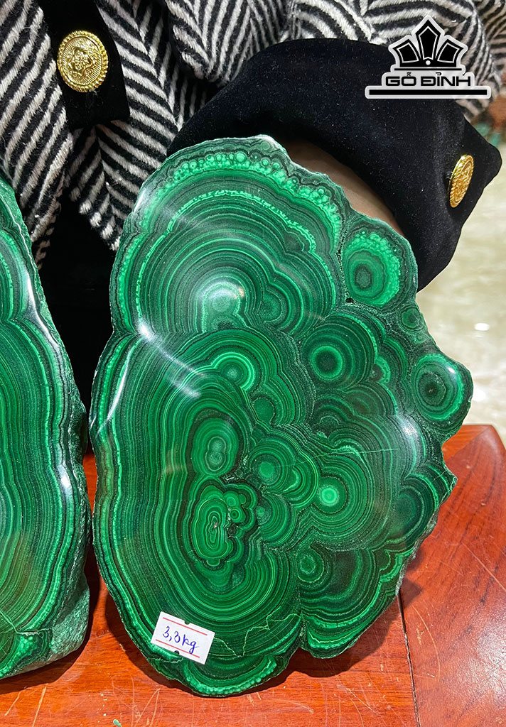 Cặp Đá Malachite Cao 21 Ngang 14 Sâu 3 (cm) 3,3kg