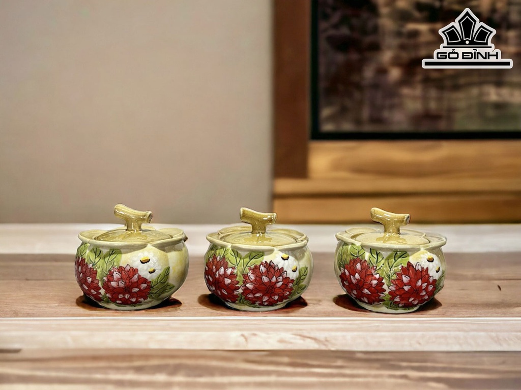 Hũ Mứt Men Phong Gốm Bát Tràng