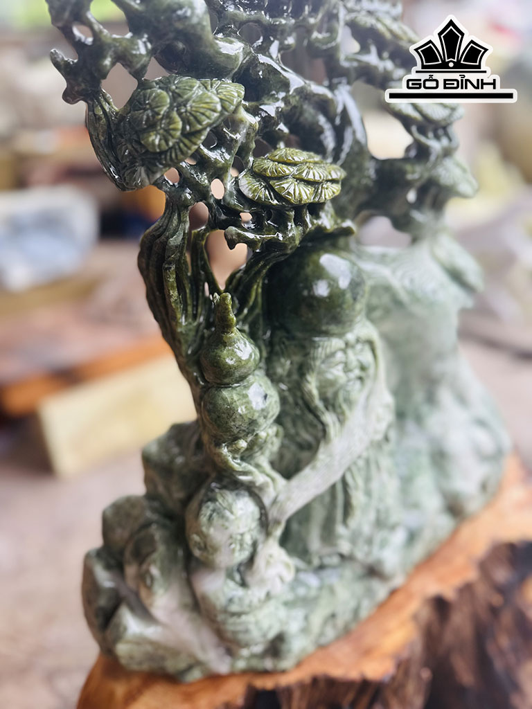 Tác Phẩm Ông Thọ Đá Serpentine Cao 60 Ngang 35 (cm)