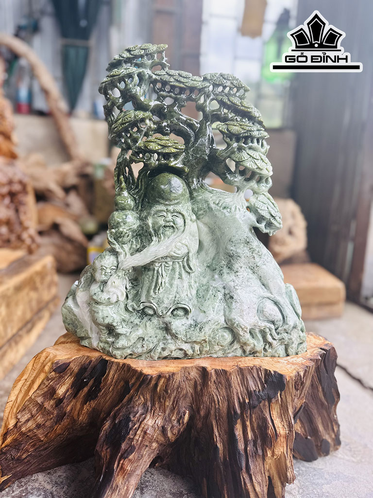 Tác Phẩm Ông Thọ Đá Serpentine Cao 60 Ngang 35 (cm)