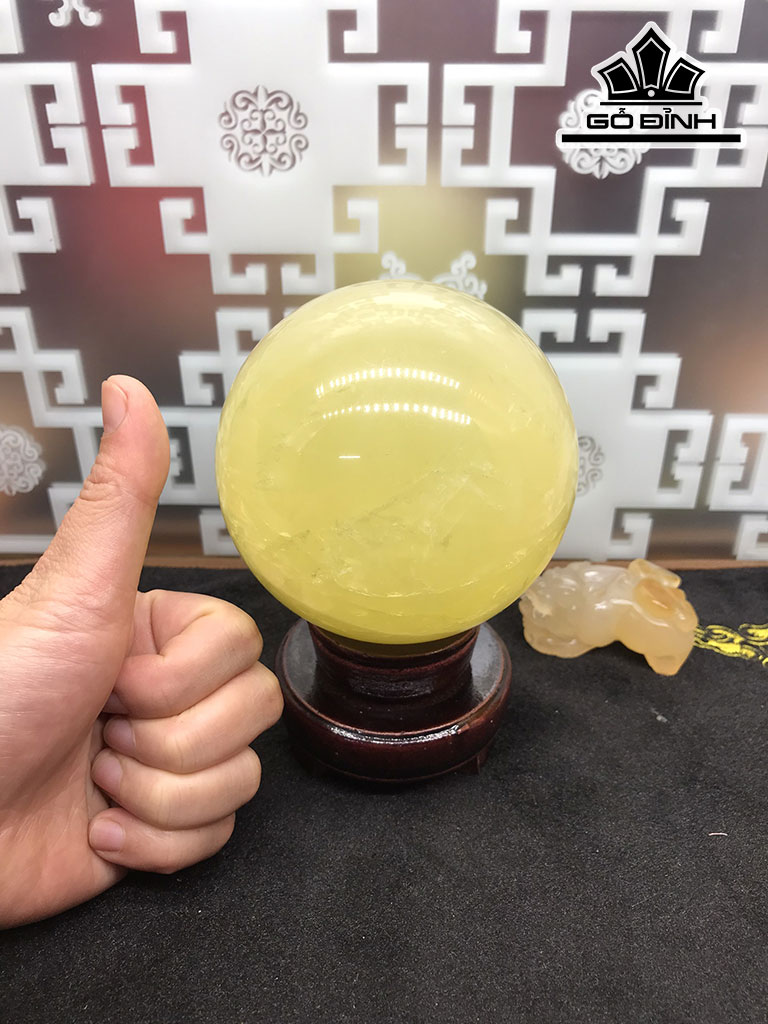 Bi Cầu Đá Thạch Anh Vàng Đường Kính Hạt 10 (cm) 1,35kg
