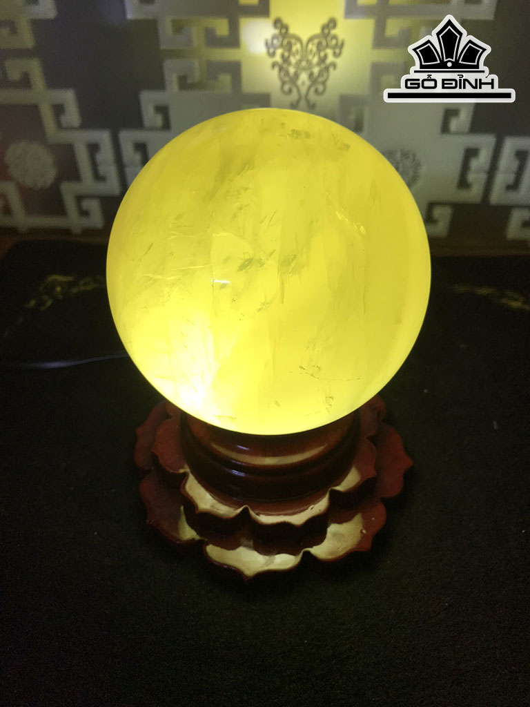 Bi Cầu Đá Thạch Anh Vàng Đường Kính Hạt 10,6 (cm) 1,55kg