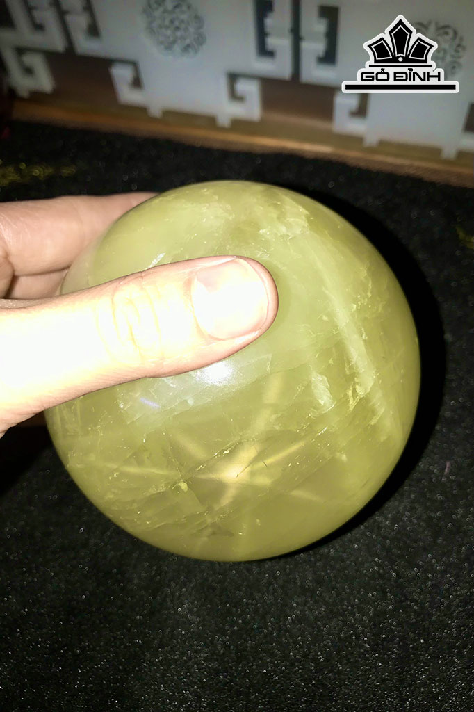 Bi Cầu Đá Thạch Anh Vàng Đường Kính Hạt 10,6 (cm) 1,55kg