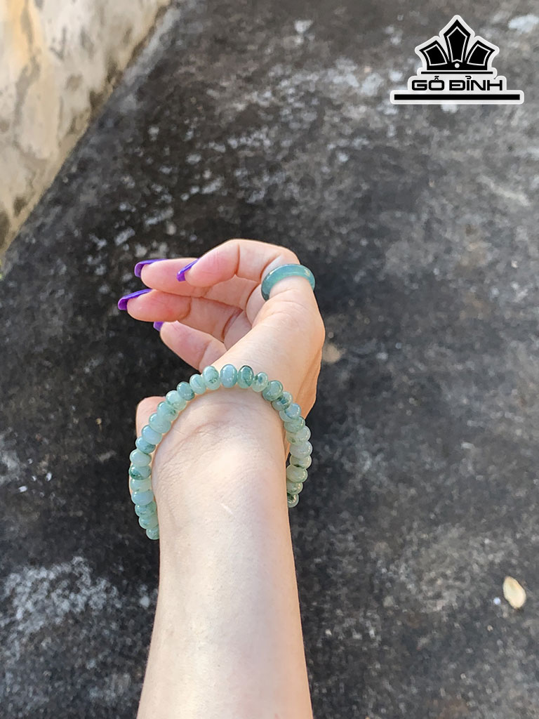 Vòng Tay Hoa Bay Đá Cẩm Thạch Đường Kính Hạt 8 (mm) 16,9g