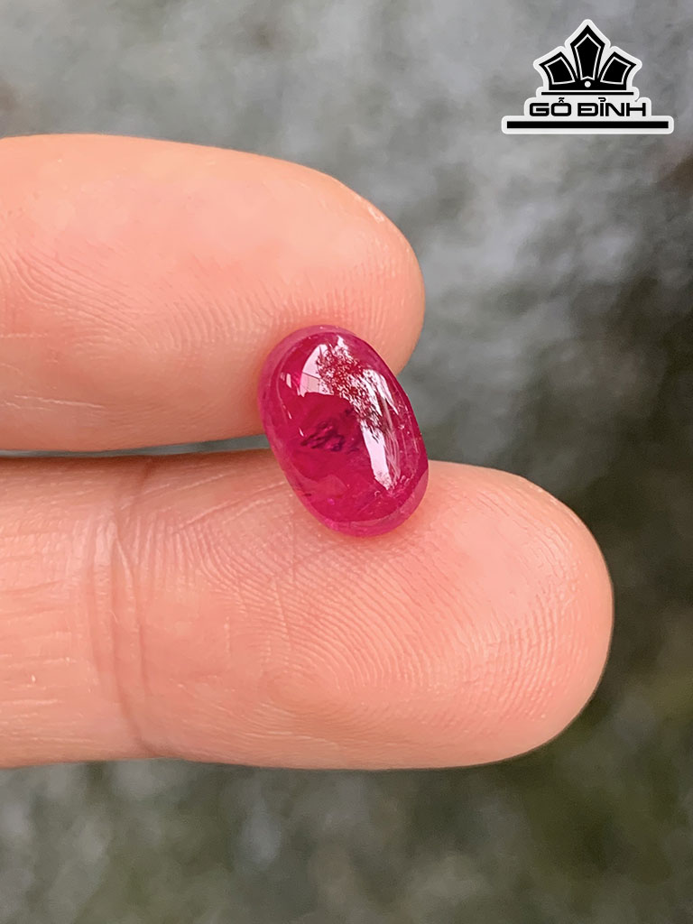 Viên Đá Ruby Đỏ Hồng Cao 9,5 Ngang 7,2 Sâu 4,2 (mm) 2,98cts
