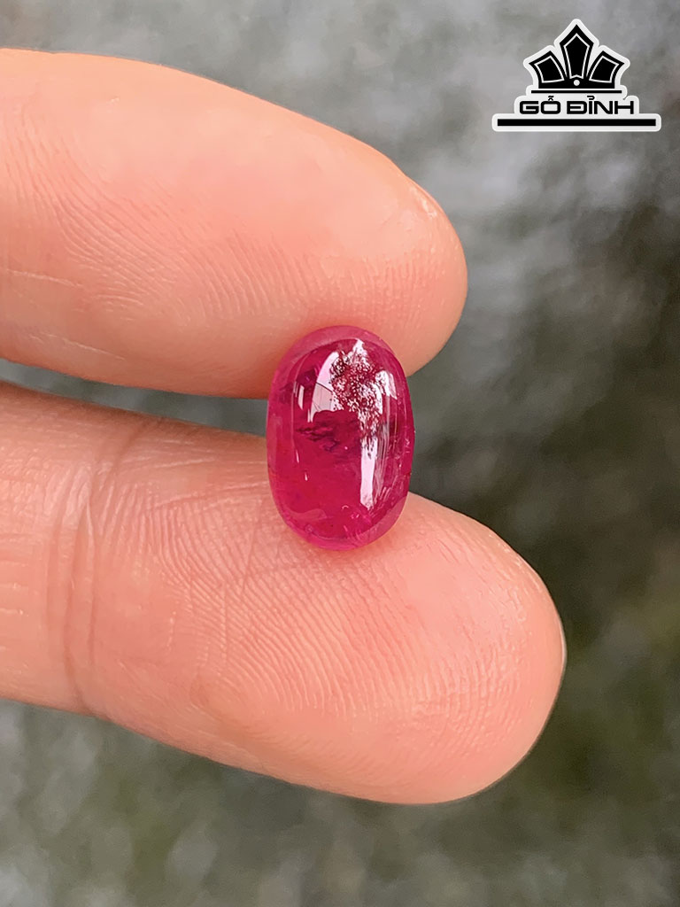 Viên Đá Ruby Đỏ Hồng Cao 9,5 Ngang 7,2 Sâu 4,2 (mm) 2,98cts