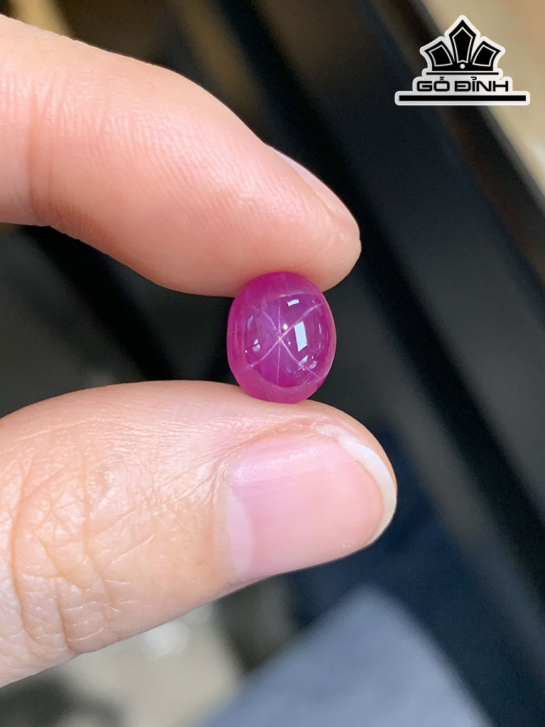 Viên Đá Ruby Sao Cao 9,5 Ngang 7,6 Sâu 4,6 (mm) 3,35cts