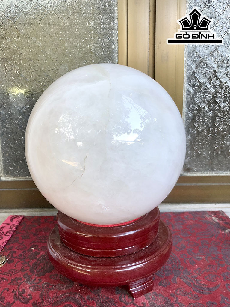 Bi Cầu Đá Thạch Anh Cùi Dừa Trắng Đường Kính Hạt 16 (cm) 6,23kg