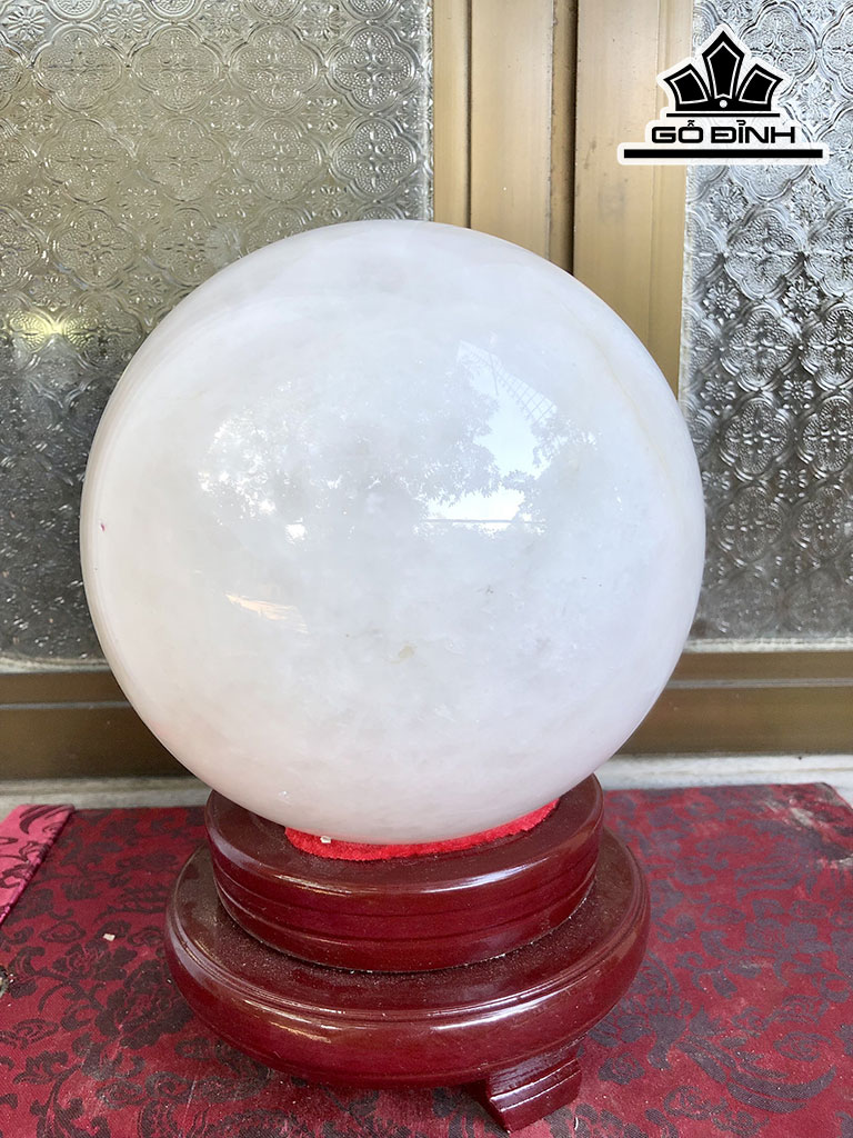 Bi Cầu Đá Thạch Anh Cùi Dừa Trắng Đường Kính Hạt 16 (cm) 6,23kg