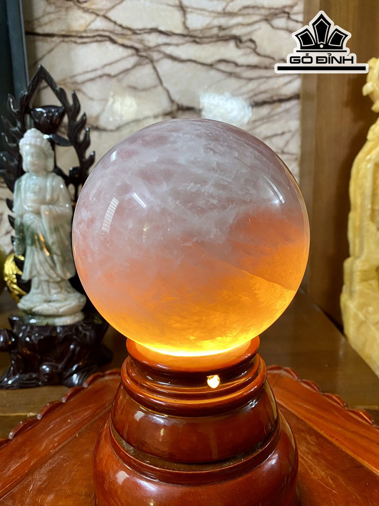 Bi Cầu Đá Thạch Anh Hồng Đường Kính Hạt 12,5 (cm) 2,56kg