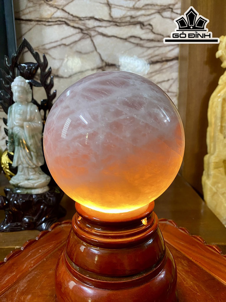 Bi Cầu Đá Thạch Anh Hồng Đường Kính Hạt 12,5 (cm) 2,56kg