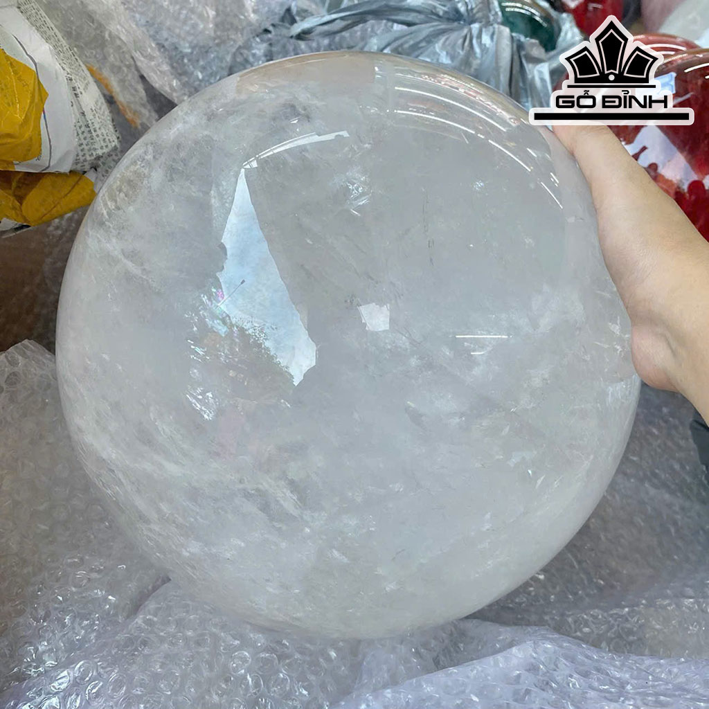 Bi Cầu Đá Thạch Anh Trắng Đường Kính Hạt 26,7 (cm) 28,2kg