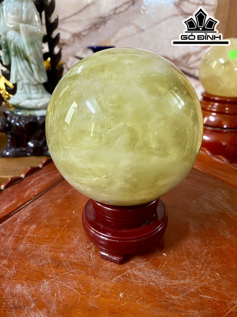 Bi Cầu Đá Thạch Anh Vàng Đường Kính Hạt 10,5 (cm) 1,56kg