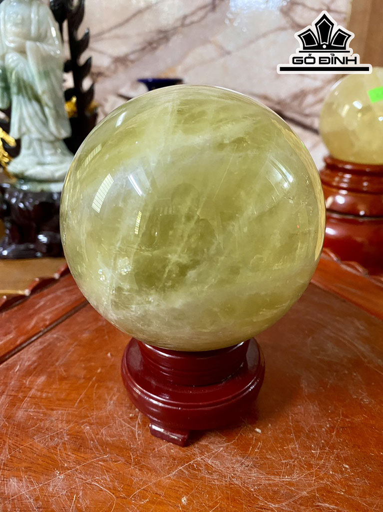 Bi Cầu Đá Thạch Anh Vàng Đường Kính Hạt 10,5 (cm) 1,56kg