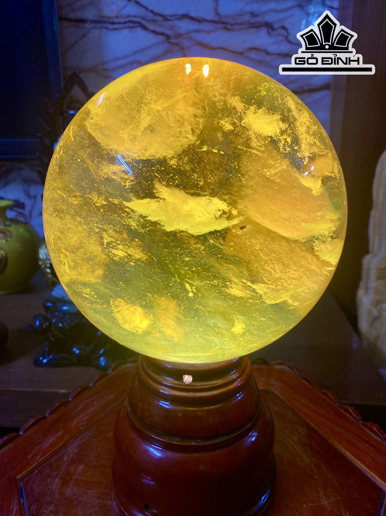 Bi Cầu Thủy Tinh Vàng Đường Kính Hạt 18 (cm) 7,16kg
