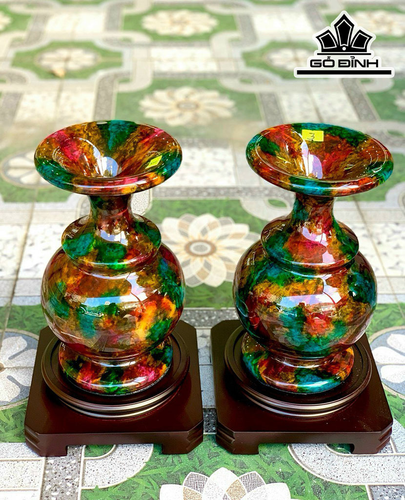 Cặp Bình Tứ Quý Đá Malachite Cao 31 Ngang 18 (cm) 9kg