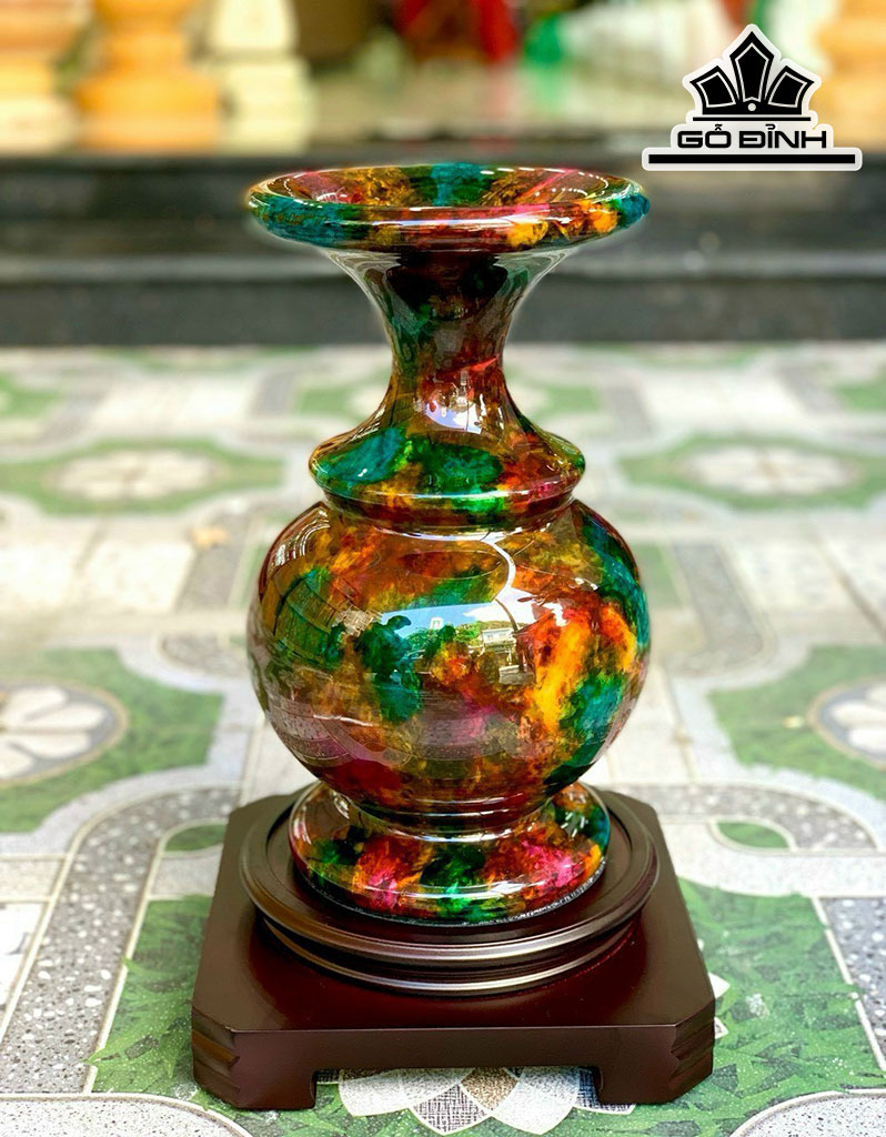 Cặp Bình Tứ Quý Đá Malachite Cao 31 Ngang 18 (cm) 9kg