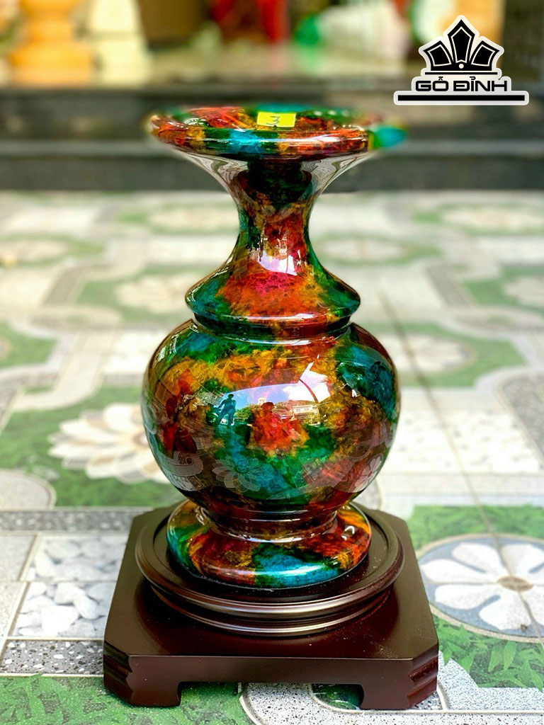 Cặp Bình Tứ Quý Đá Malachite Cao 31 Ngang 18 (cm) 9kg