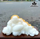 Tượng Phật Di Lặc Kim Tiền Đá Onyx Trắng Cao 45 Ngang 30 (cm) 14kg
