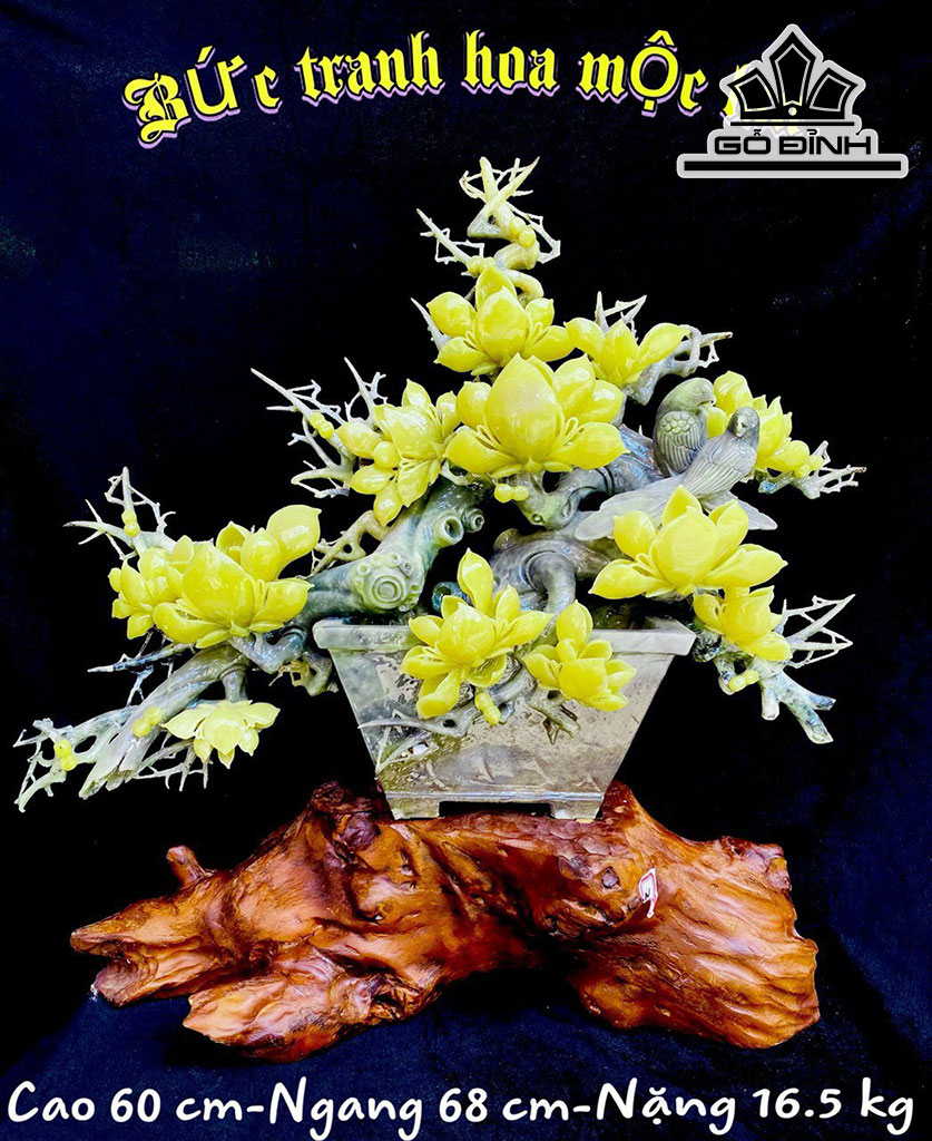 Tranh Hoa Mộc Lan Đá Serpentine Cao 60 Ngang 60 (cm) 16,5kg