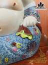 Tượng Di Lặc Men Gấm Gốm Tàu Cao 32 Ngang 29 (cm)