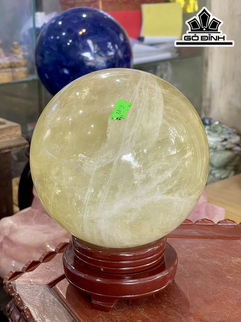 Bi Cầu Đá Thạch Anh Vàng Đường Kính Hạt 17 (cm) 6,88kg