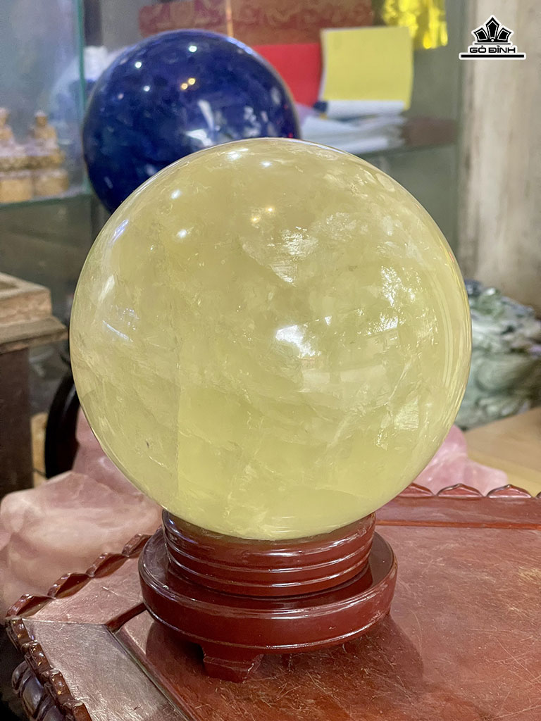Bi Cầu Đá Thạch Anh Vàng Đường Kính Hạt 17 (cm) 6,88kg