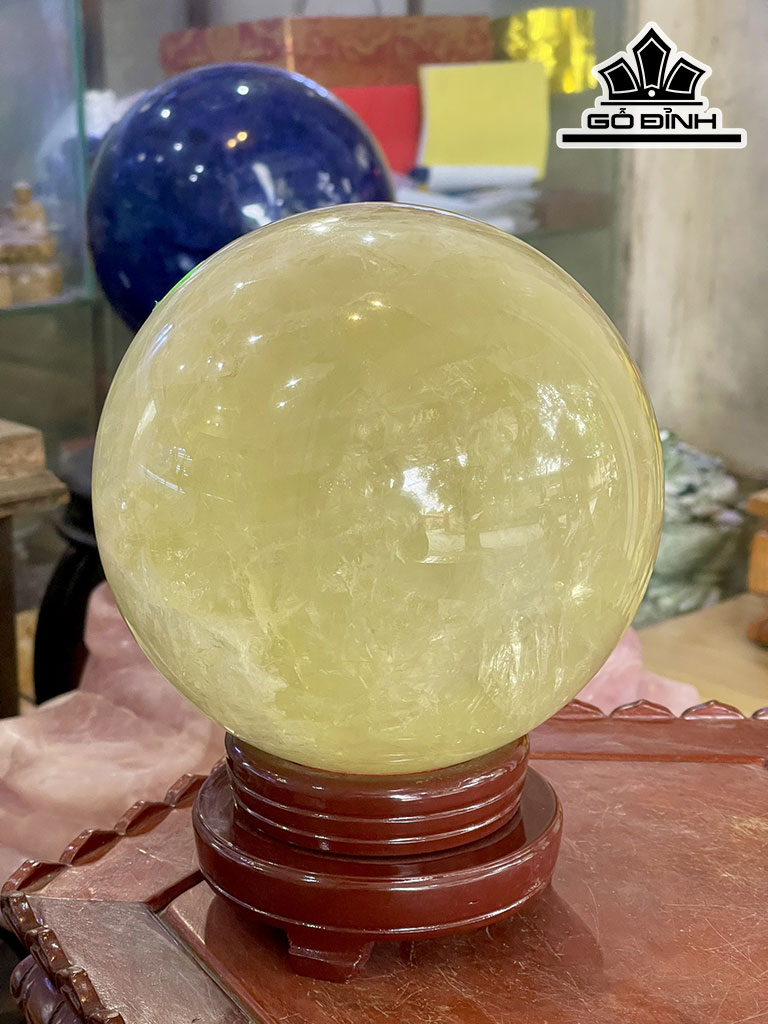 Bi Cầu Đá Thạch Anh Vàng Đường Kính Hạt 17 (cm) 6,88kg