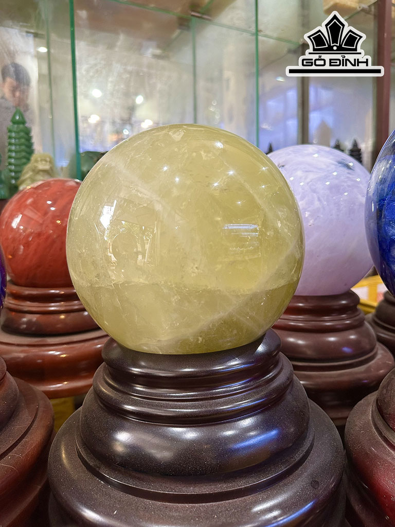 Bi Cầu Đá Thạch Anh Vàng Đường Kính Hạt 20 (cm) 10,84kg