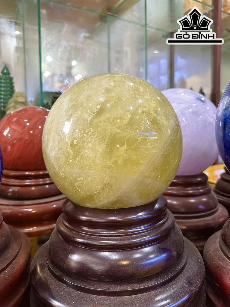 Bi Cầu Đá Thạch Anh Vàng Đường Kính Hạt 20 (cm) 10,84kg