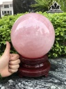 Bi Cầu Đá Thạch Anh Hồng Brazil Đường Kính Hạt 19 (cm) 9,8kg
