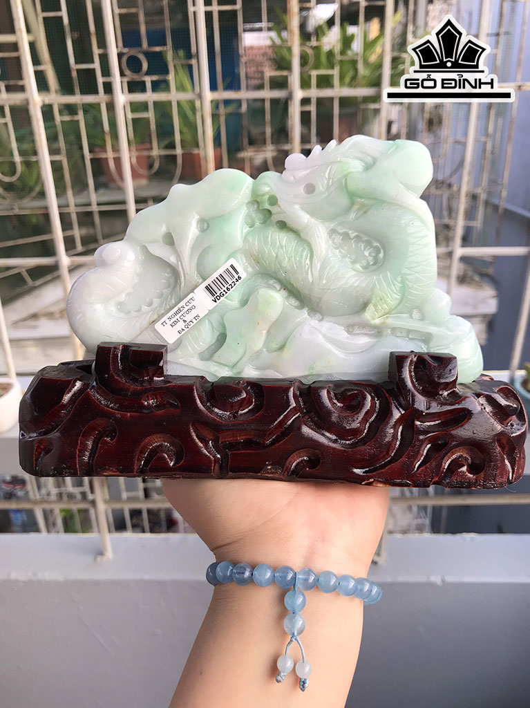 Tượng Phật Đá Cẩm Thạch Cao 15,8 Ngang 10,5 Sâu 1,5 (cm) 409,25g