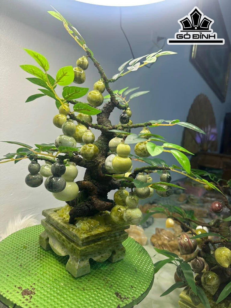 Tác Phẩm Cây Hồ Lô Đá Serpentine Cao 35 - 50 (cm)