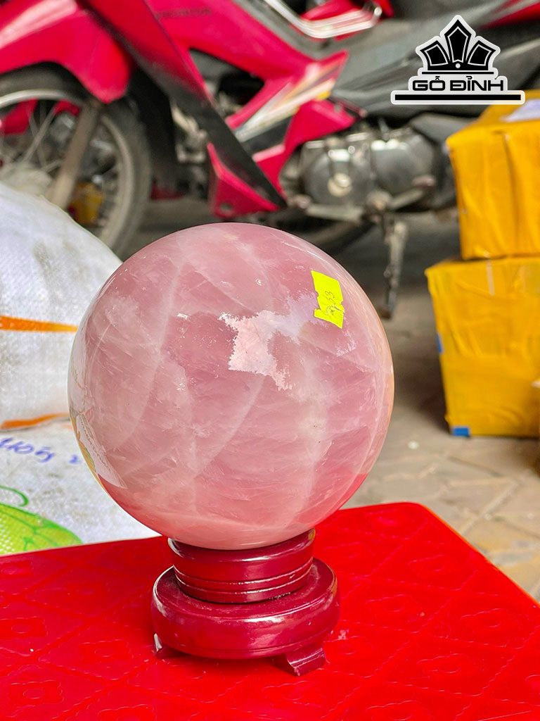 Bi Cầu Đá Thạch Anh Hồng Đường Kính Hạt 12 (cm) 2,33kg