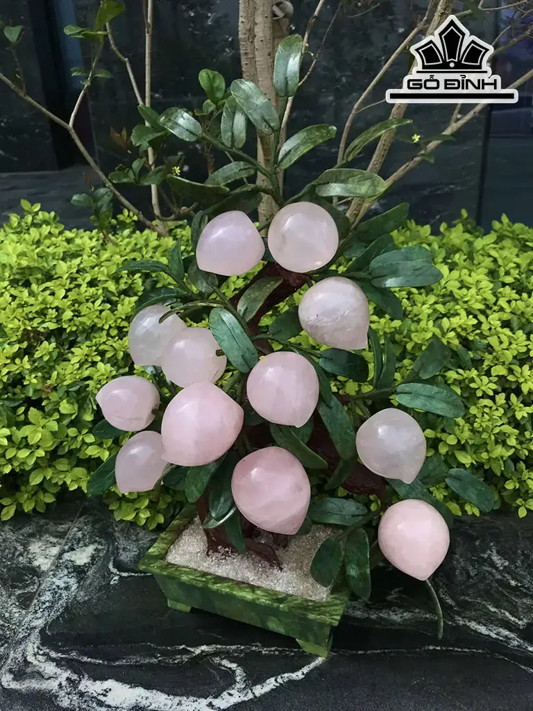 Cây Đào 12 Quả Đá Thạch Anh Hồng Cao 60 Ngang 42 Sâu 19 (cm) 8,1kg
