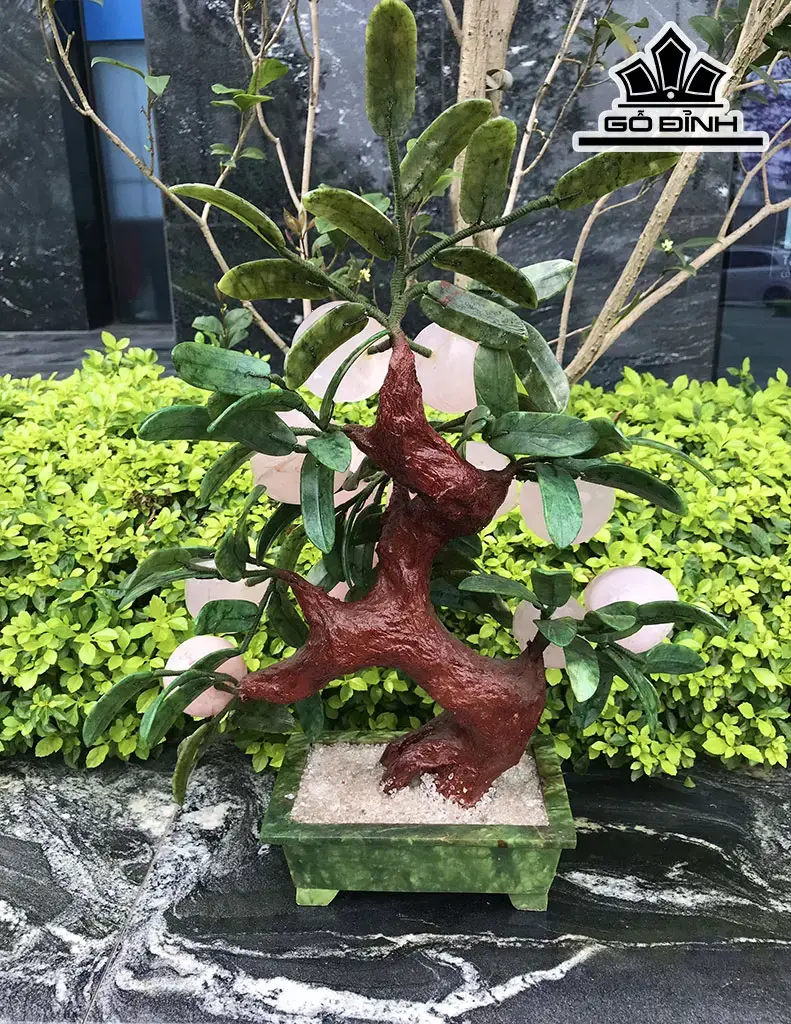 Cây Đào 12 Quả Đá Thạch Anh Hồng Cao 60 Ngang 42 Sâu 19 (cm) 8,1kg