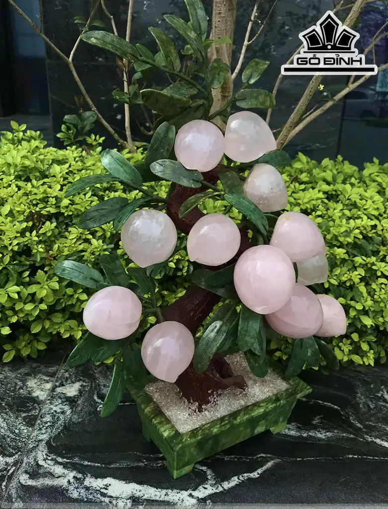 Cây Đào 12 Quả Đá Thạch Anh Hồng Cao 60 Ngang 42 Sâu 19 (cm) 8,1kg
