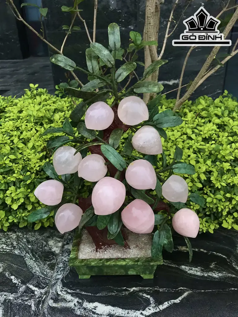 Cây Đào 12 Quả Đá Thạch Anh Hồng Cao 60 Ngang 42 Sâu 19 (cm) 8,1kg
