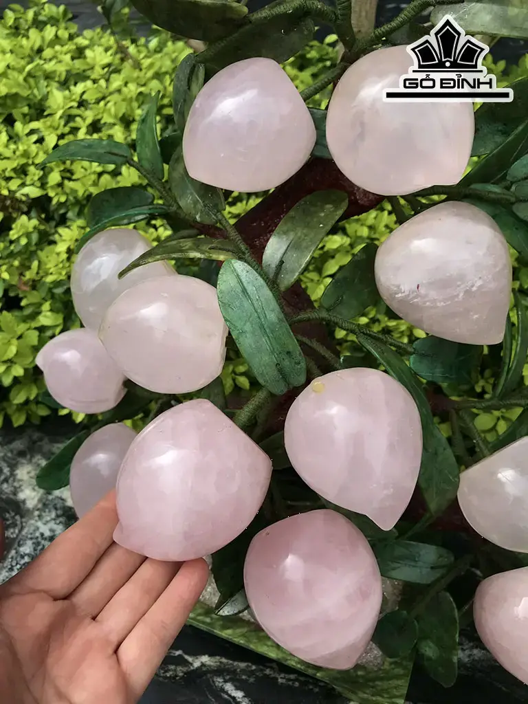 Cây Đào 12 Quả Đá Thạch Anh Hồng Cao 60 Ngang 42 Sâu 19 (cm) 8,1kg