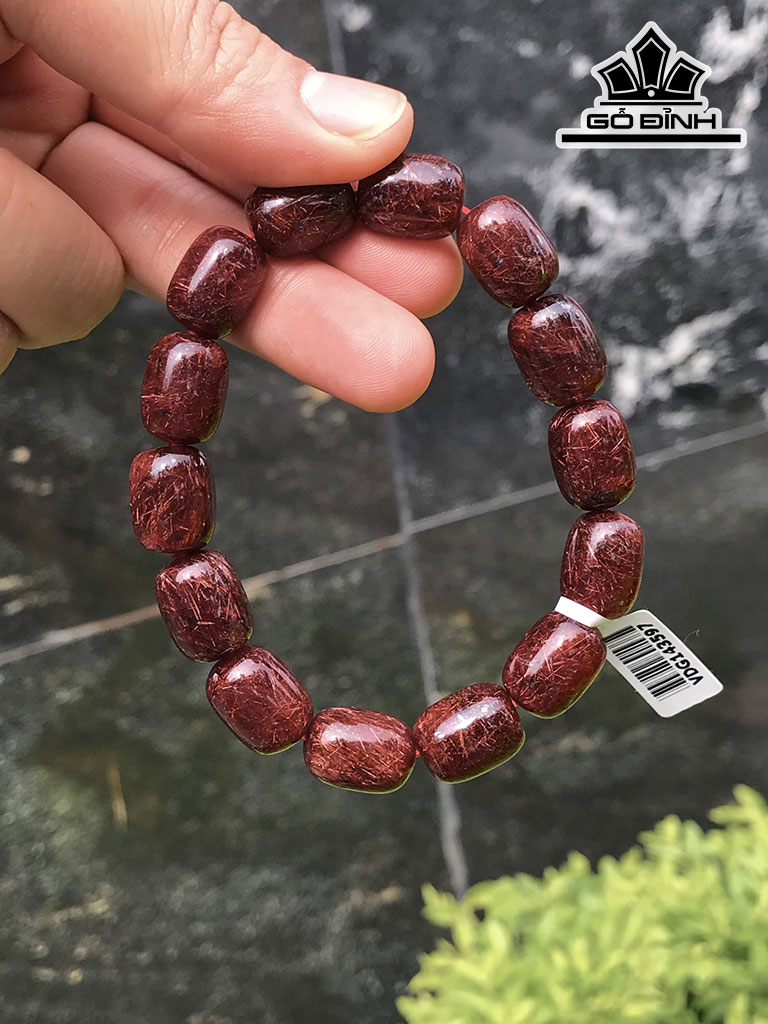 Vòng Tay Đá Thạch Anh Tóc Đỏ Lu Cao 11 Ngang 14 (mm) 42,75gr