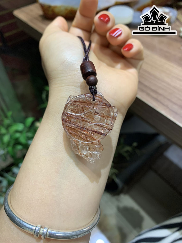 Thiềm Thừ Đá Thạch Anh Tóc Đỏ Cao 40 Ngang 29 Sâu 14,5 (mm)