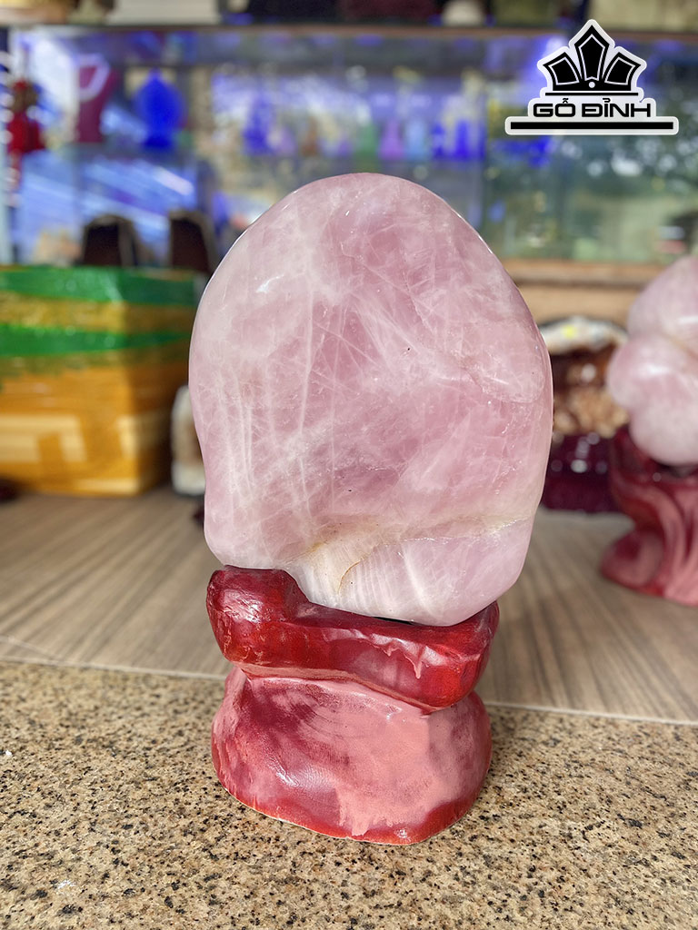 Đá Cảnh Đá Thạch Anh Hồng Cao 38 Ngang 25 (cm) 15,2kg