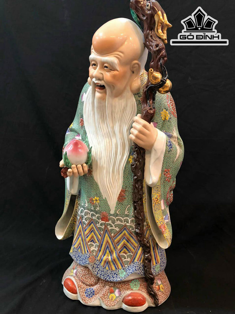 Tượng Cụ Thọ Gấm Nhỏ Diện Thần Thái Cao 70 (cm)