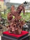 Tượng Gia Đình Gà Gỗ Hương Cao 58 Ngang 40 Sâu 30 (cm)