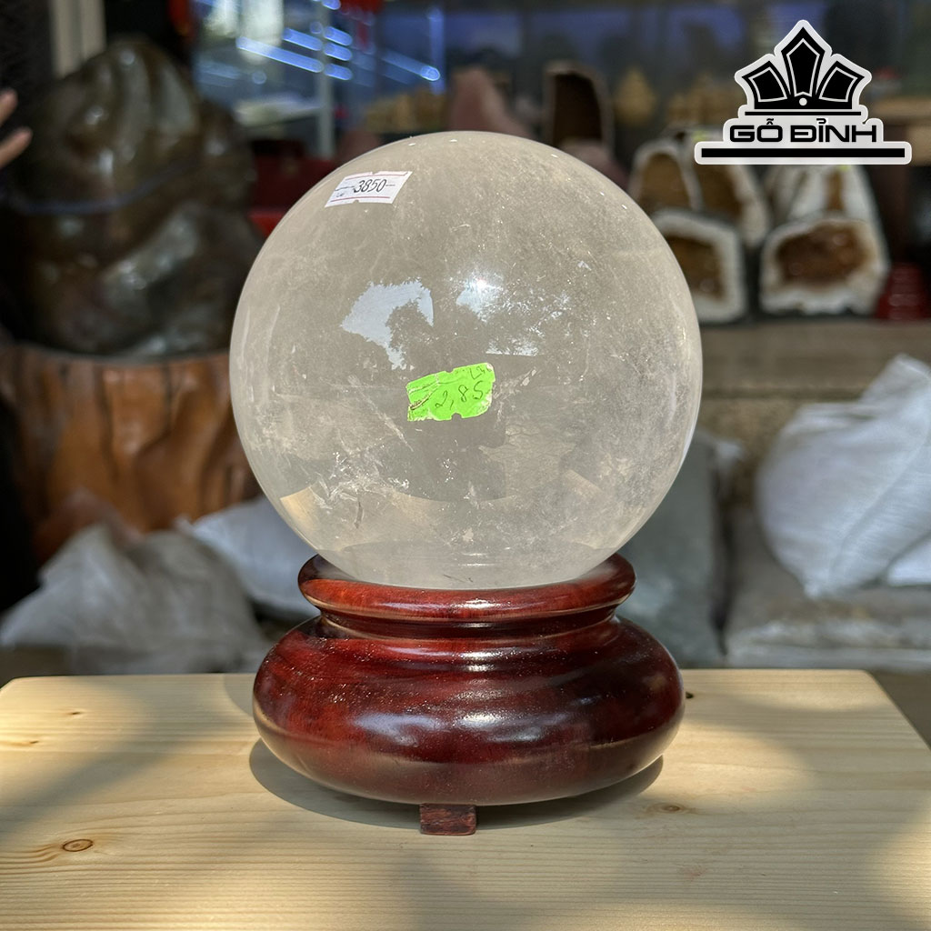 Bi Cầu Đá Thạch Anh Trắng Đường Kính Hạt 13 (cm) 2,85kg