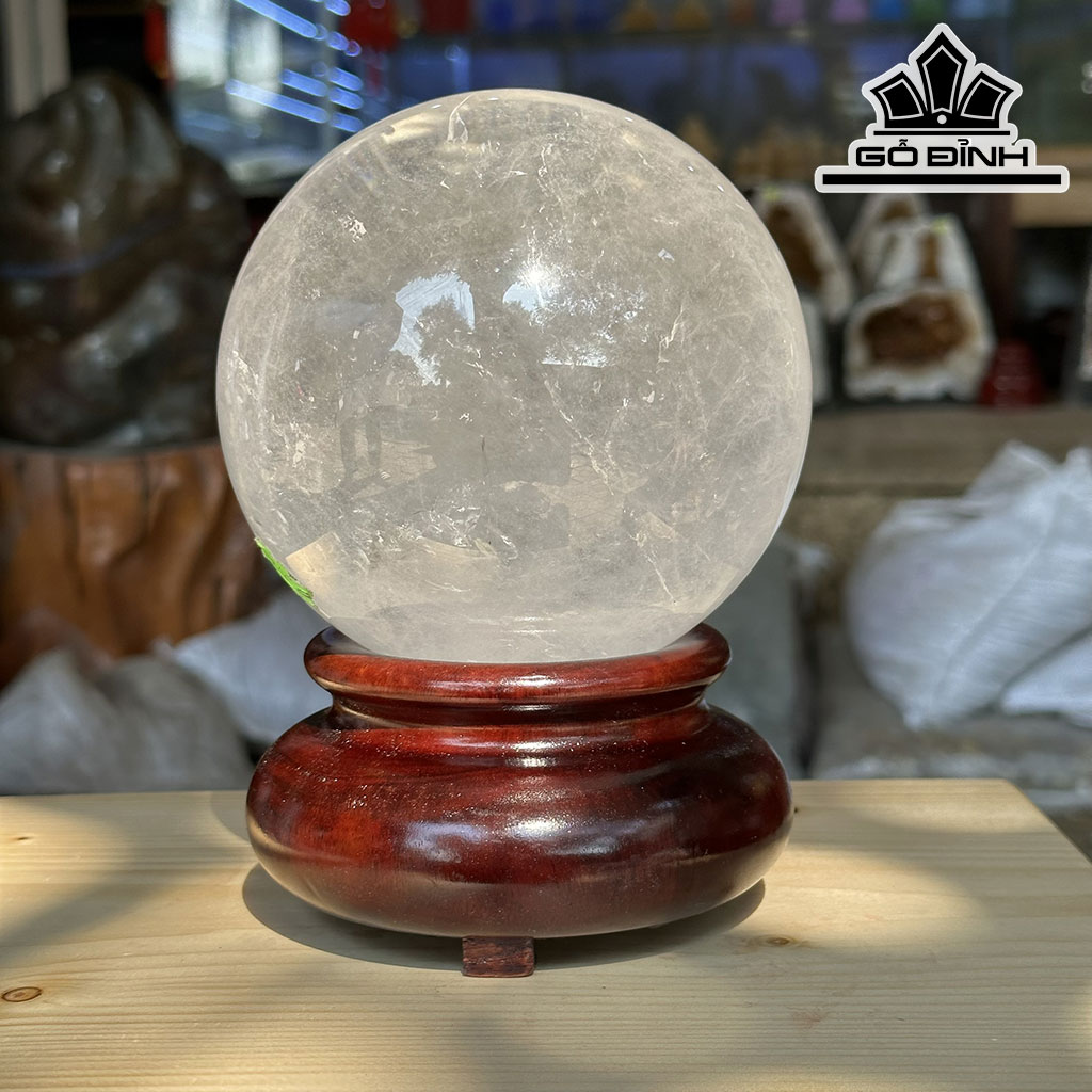 Bi Cầu Đá Thạch Anh Trắng Đường Kính Hạt 13 (cm) 2,85kg